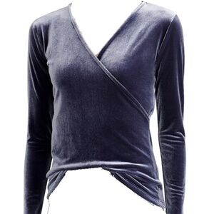 J CREW Mercantile blue velvet wrap top, size S